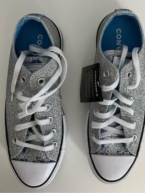 Converse Silver Glitter Platform Sneakers